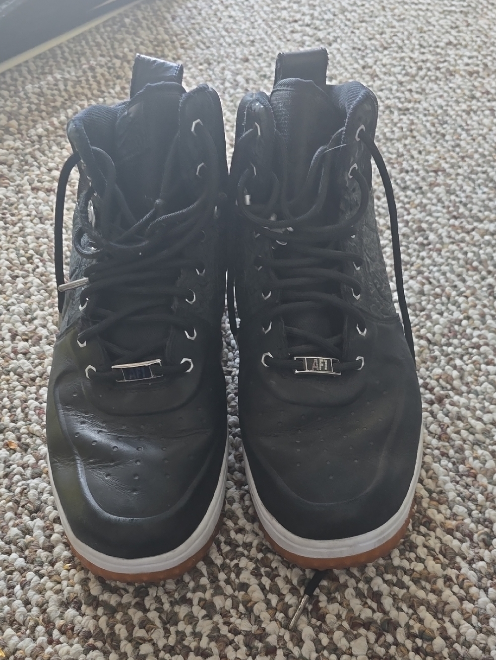 Men's Black High-Top Lace-Up Sneakers with White Midsole